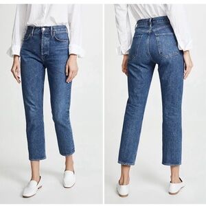 Agolde Riley High Rise Straight Crop Jeans in Air Blue Size 25 Made in USA